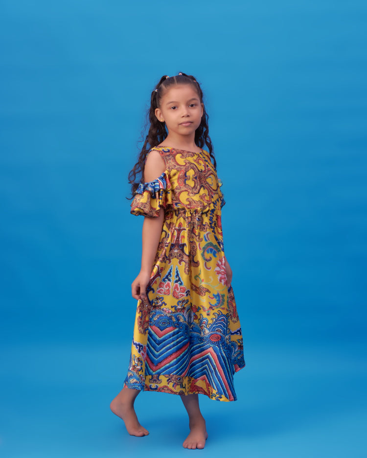 Silk cold off the shoulder dress