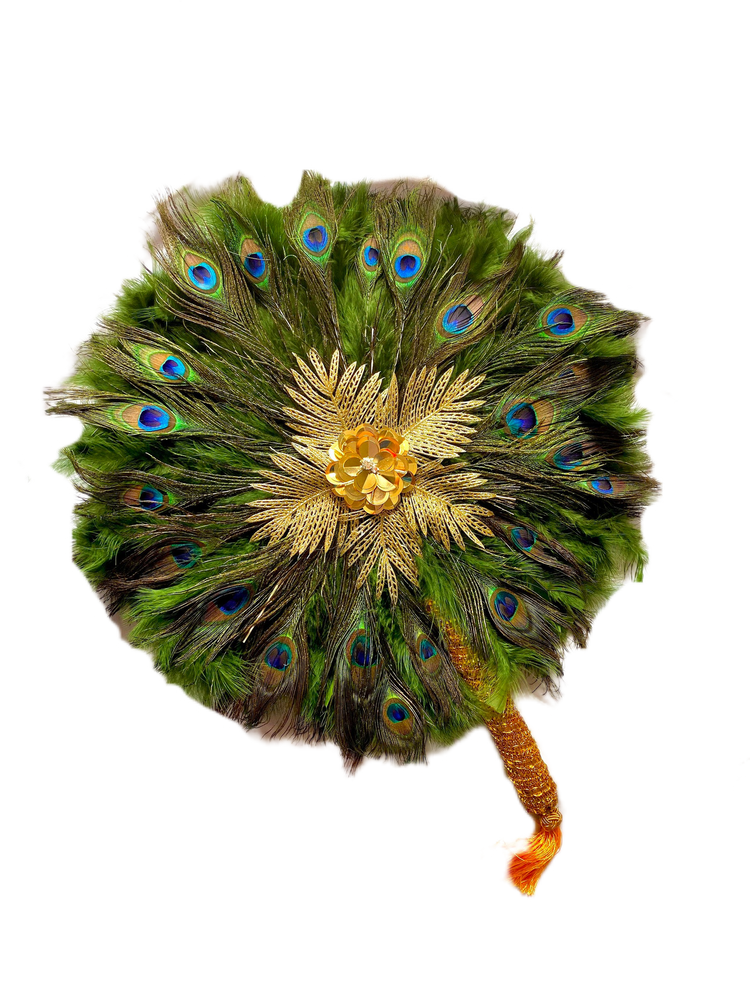 Peacock feather hand fan 20” - Dimaz