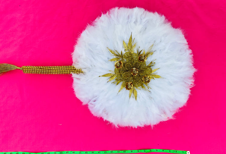 White circle fur feather fan - Dimaz