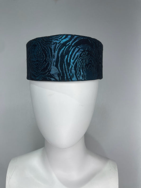 Blue and black patterned cap