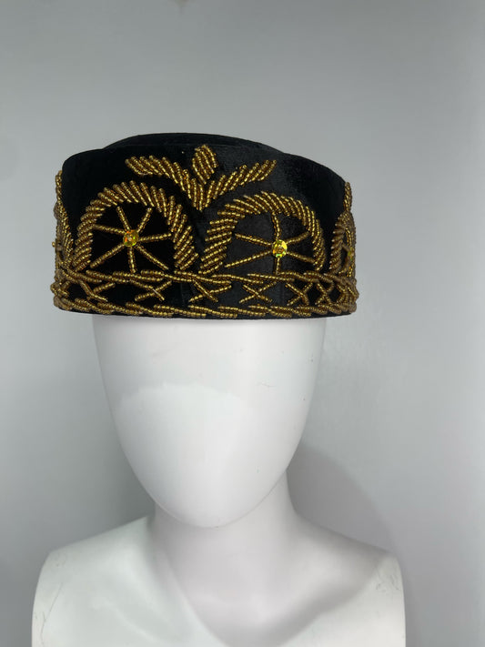 Black Beaded Hat