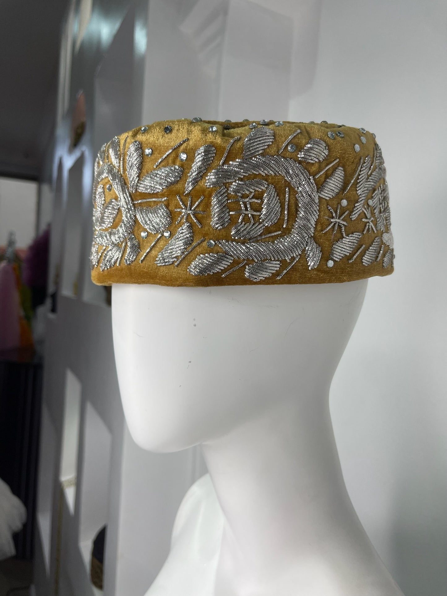 Gold Velvet African Hat