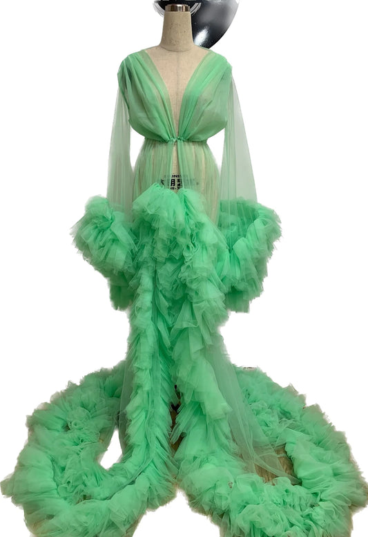 Mint Ruffle Robe