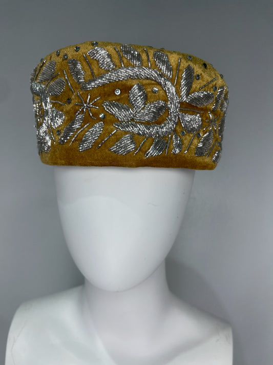 Gold Velvet African Hat