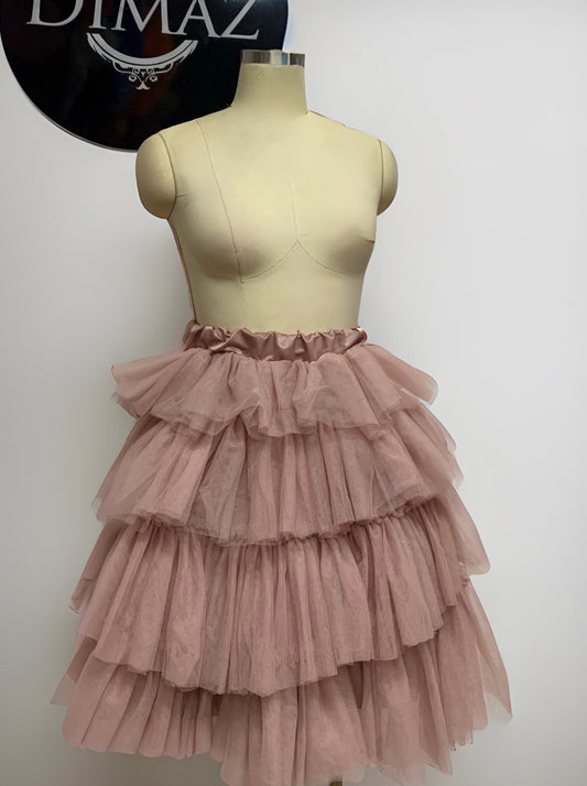 Dusty rose tulle skirt