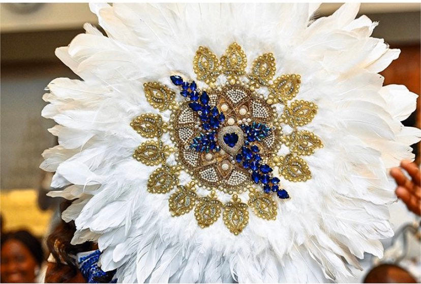 Jumbo hand fan/ feather bridal african wedding fan - Dimaz