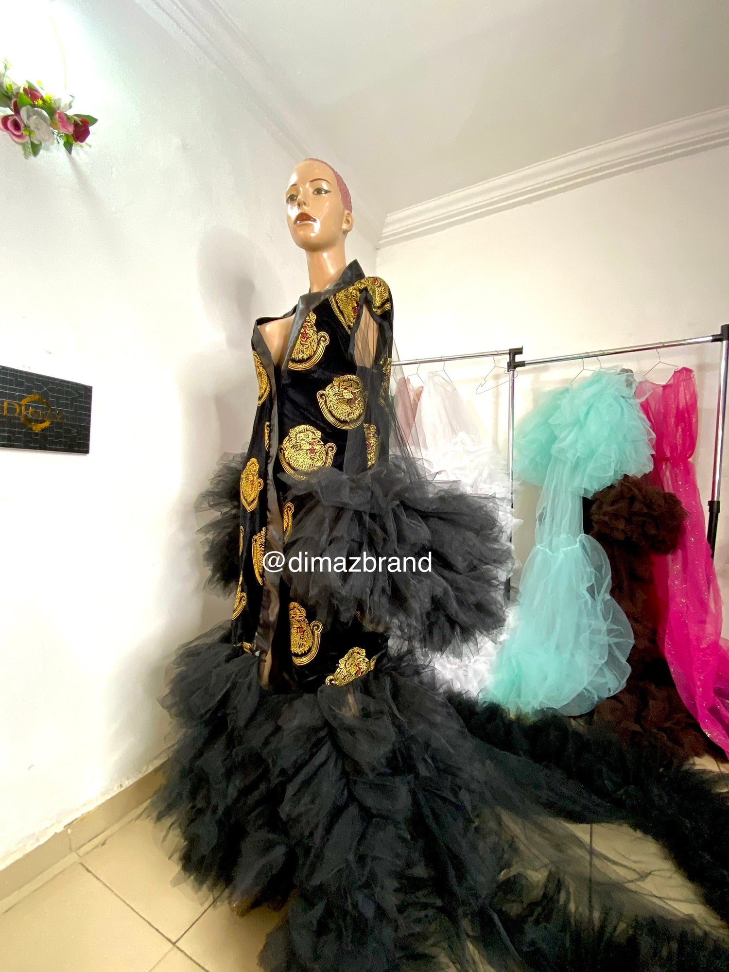 Igbo bride isiagu tulle wedding robe - Dimaz