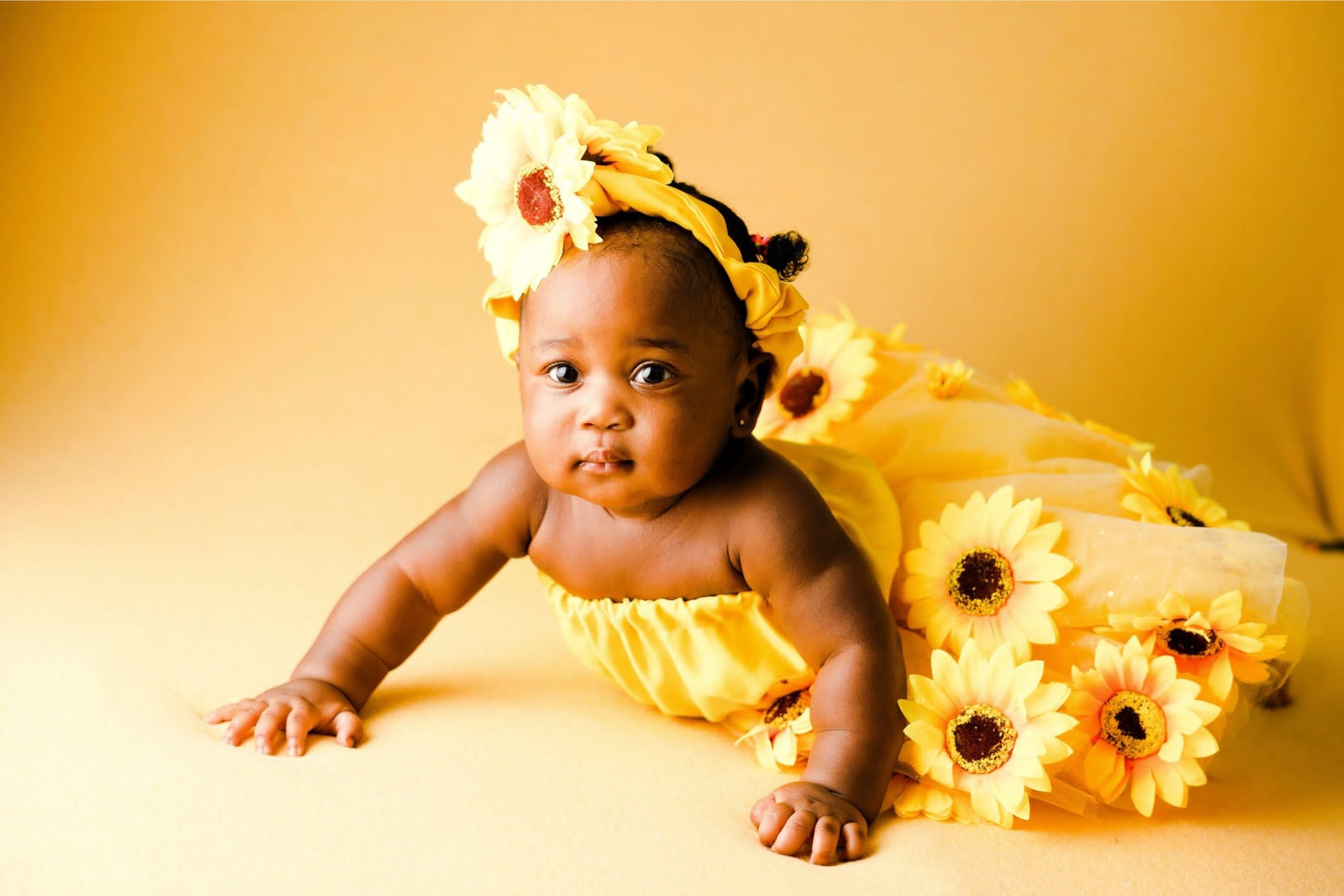 sunflower baby gown set